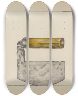 Triptych art skateboard deck of Mae Szilvasy Chopping Blade by Mae Szilvasy