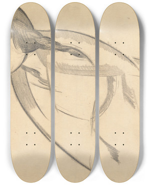 Triptych art skateboard deck of Paul Nash Study Of Mrs Nash by Paul Nash (1889-1946)