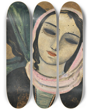Triptych art skateboard deck of Alexander Vasilievich Shevchenko Georgian Girls by Alexander Vasilievich Shevchenko (1883-1948)
