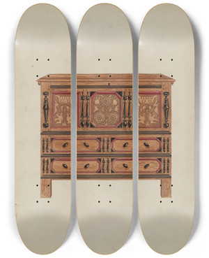 Triptych art skateboard deck of Martin Partyka Hartford Chest by Martin Partyka