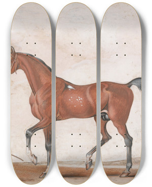 Triptych art skateboard deck of James Seymour The Famous Childers by James Seymour (1697-1752)