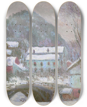 Triptych art skateboard deck of Claude Monet Sandviken Norvge Effet De Neige by Claude Monet (1840-1926)