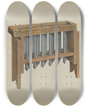 Triptych art skateboard deck of Eugene Croe Candle Mold by Eugene Croe (20-)