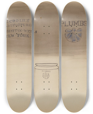 Triptych art skateboard deck of Frank Fumagalli Preserve Jar by Frank Fumagalli (20-)