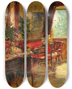 Triptych art skateboard deck of Olga Wisingerflorian Interior_2 by Olga Wisinger-Florian (1844-1926)