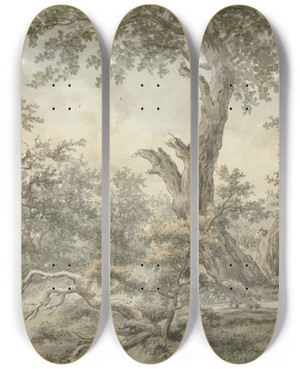 Triptych art skateboard deck of Cornelis Buys Boslandschap by Cornelis Buys (16-)