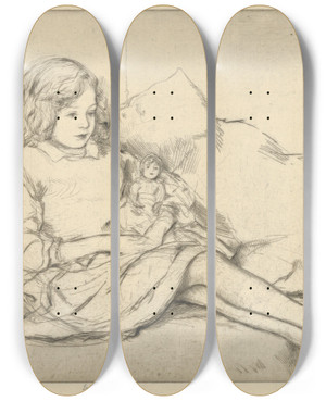 Triptych art skateboard deck of Ernest Haskell Hildegarde by Ernest Haskell (1876-1925)