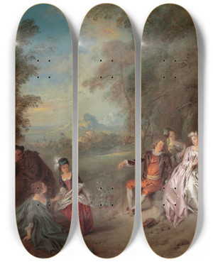 Triptych art skateboard deck of Jeanbaptiste Pater Concert Champtre by Jean-Baptiste Pater (1695-1736) Triptych art skateboard deck of Jeanbaptiste Pater Concert Champtre by Jean-Baptiste Pater (1695-1736)