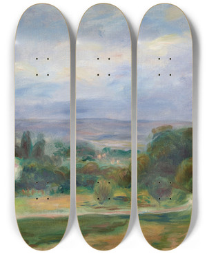 Triptych art skateboard deck of Pierreauguste Renoir Le Sentier by Pierre-Auguste Renoir (1841-1919)