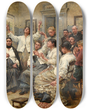 Triptych art skateboard deck of Georges Moreau De Tours Les Fascins De La Charit by Georges Moreau De Tours (1848-1901)