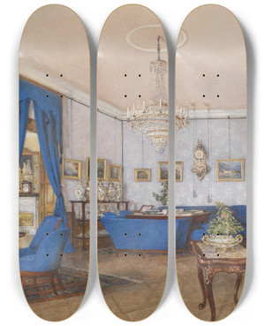 Triptych art skateboard deck of Franz Alt Interieur Salon by Franz Alt (1821-1914)