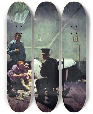 Triptych art skateboard deck of Arthur Kampf The Last Statement by Arthur Kampf (1865-1950)