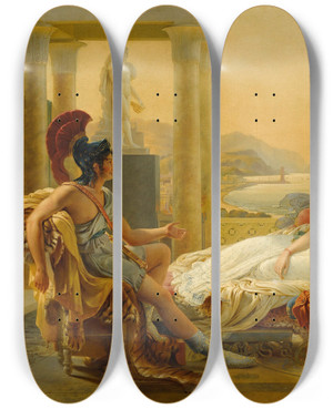 Triptych art skateboard deck of Circle Of Pierrenarcisse Gurin Aeneas Recounting The Misfortunes Of Troy To Dido by Circle of Pierre-Narcisse Gurin (1774-1833)