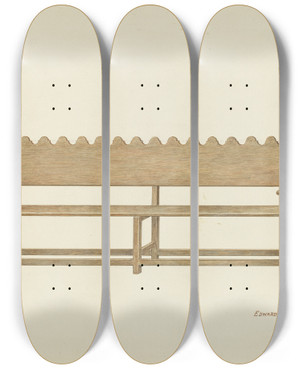 Triptych art skateboard deck of Edward Jewett Mission Bench_2 by Edward Jewett (20-)