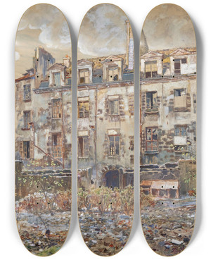 Triptych art skateboard deck of Frdric Houbron Lancien Cimetire Saintandr 13 Rue Suger 6Me Arrondissement by Frederic Houbron (1851-1908)
