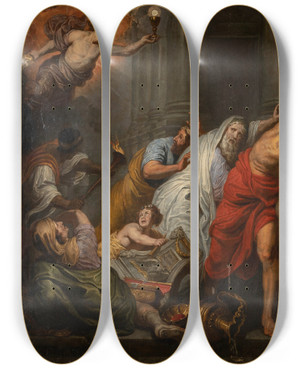 Triptych art skateboard deck of Jan Boeckhorst The Triumph Of The Eucharist Over Idolatry by Jan Boeckhorst (1599-1668)