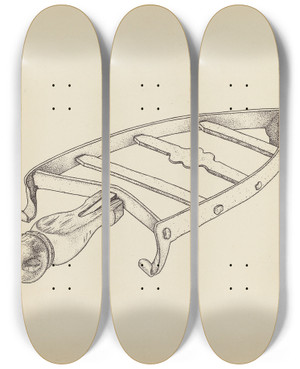 Triptych art skateboard deck of Irene Lawson Flat Iron Holder_1 by Irene Lawson