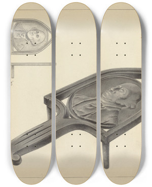 Triptych art skateboard deck of Holger Hansen Flatiron Holder by Holger Hansen