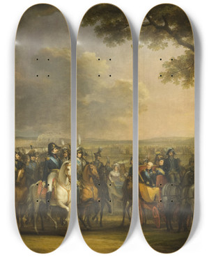 Triptych art skateboard deck of Johan Gustaf Sandberg Review On Ladugrdsgrde Stockholm by Johan Gustaf Sandberg (1782-1854)