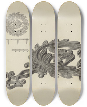 Triptych art skateboard deck of Herman Bader Iron Holder by Herman Bader