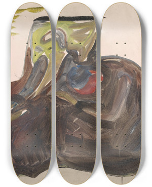 Triptych art skateboard deck of Edvard Munch Set Design For Henrik Ibsens Ghosts by Edvard Munch (1863-1944)