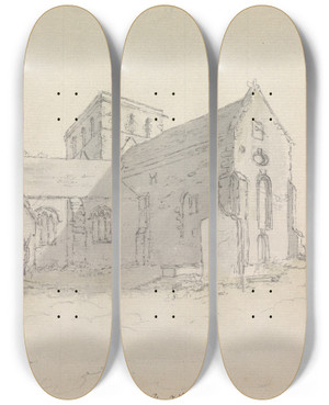 Triptych art skateboard deck of James Moore Amsbury Abbey Wiltshsire England by James Moore (1762-1799)