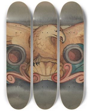 Triptych art skateboard deck of William Fergusson Hose Holder by William Fergusson