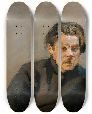 Triptych art skateboard deck of Akseli Gallenkallela Portrait Of Maxim Gorky by Akseli Gallen Kallela (1865-1931)