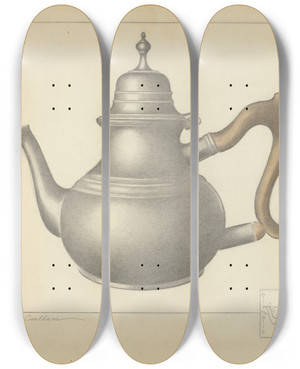 Triptych art skateboard deck of Charles Cullen Pewter Teapot_2 by Charles Cullen (20-)