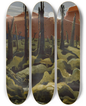 Triptych art skateboard deck of Paul Nash We Are Making A New World by Paul Nash (1889-1946)