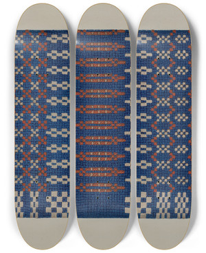 Triptych art skateboard deck of Cornelius Christoffels Coverlet_16 by Cornelius Christoffels (1879-1960)