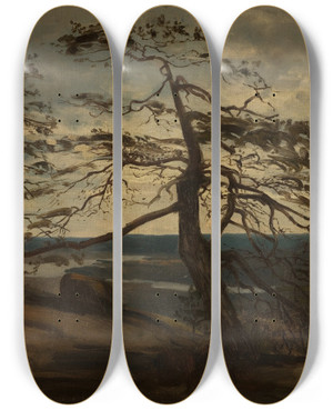 Triptych art skateboard deck of Amaldus Nielsen Fjellfuru Setesdal by Amaldus Nielsen (1838-1932)