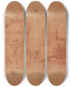 Triptych art skateboard deck of Tanzio Da Varallo Brystbillede Af En Turbankldt Skgget Mand En Face Samt Studie Af En Hnd by Tanzio da Varallo (1575-1635) Triptych art skateboard deck of Tanzio Da Varallo Brystbillede Af En Turbankldt Skgget Mand En Face Samt Studie Af En Hnd by Tanzio da Varallo (1575-1635)