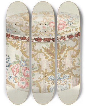 Triptych art skateboard deck of Eleanor Ruelos Bandbox by Eleanor Ruelos