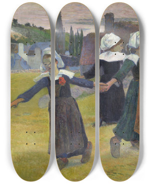 Triptych art skateboard deck of Paul Gauguin Breton Girls Dancingpontaven by Paul Gauguin (1848-1903) Triptych art skateboard deck of Paul Gauguin Breton Girls Dancingpontaven by Paul Gauguin (1848-1903)