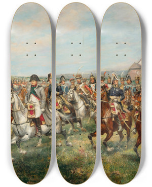 Triptych art skateboard deck of Paul Emile Lon Perboyre Napolon La Bataille De Friedland Le 14 Juin 1807 by Paul Emile Leon Perboyre (1851-1929)