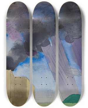 Triptych art skateboard deck of Karl Wiener Ohne Titel Ii_2 by Karl Wiener (1901-1949)