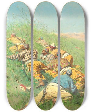 Triptych art skateboard deck of Vasily Vereshchagin Spying Out by Vasily Vereshchagin (1842-1904)