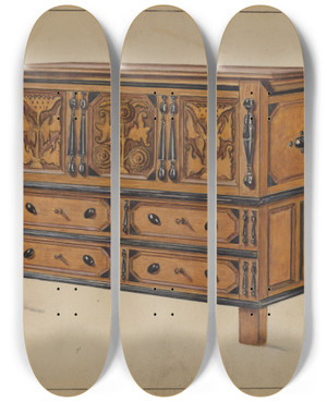Triptych art skateboard deck of Nicholas Gorid Chest_1 by Nicholas Gorid (20-)