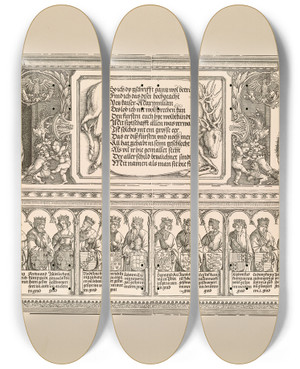 Triptych art skateboard deck of Eduard Chmelarz Die Ehrenpforte Des Kaisers Maximilian I Pl07 by Eduard Chmelarz (1847-1900)