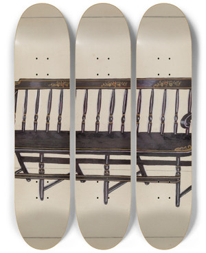 Triptych art skateboard deck of Katherine Hastings Settee by Katherine Hastings
