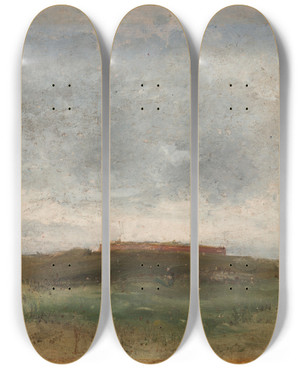 Triptych art skateboard deck of James Ensor Fort Napoleon by James Ensor (1860-1949)
