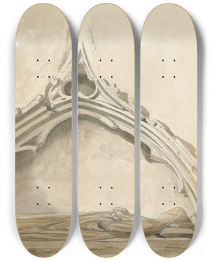 Triptych art skateboard deck of Rev James Bulwer One From A Volume Of Drawings And Prints_49 by Rev James Bulwer (1794-1879)