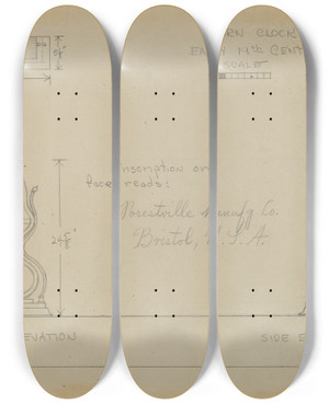 Triptych art skateboard deck of Lawrence Phillips Clock_11 by Lawrence Phillips