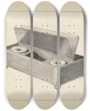 Triptych art skateboard deck of Salvatore Borrazzo Inkwell by Salvatore Borrazzo