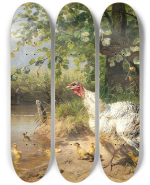 Triptych art skateboard deck of Carl Jutz The Disobedient Children by Carl Jutz (1838-1916)