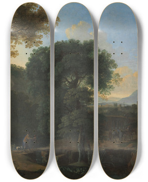 Triptych art skateboard deck of Herman Van Swanevelt Landscape With Travelers by Herman Van Swanevelt (1600-1655) Triptych art skateboard deck of Herman Van Swanevelt Landscape With Travelers by Herman Van Swanevelt (1600-1655)