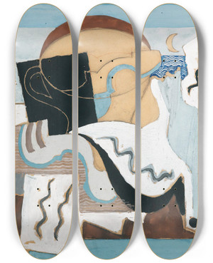 Triptych art skateboard deck of Louis Marcoussis La Colombe Poignarde by Louis Marcoussis (1883-1941)