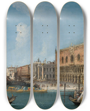 Triptych art skateboard deck of Michele Marieschi Doges Palace In Venice by Michele Marieschi (1710-1743)