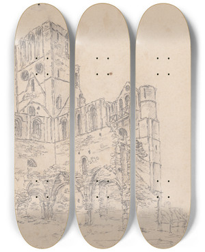 Triptych art skateboard deck of James Moore Kelso Abbey Scotland_2 by James Moore (1762-1799)